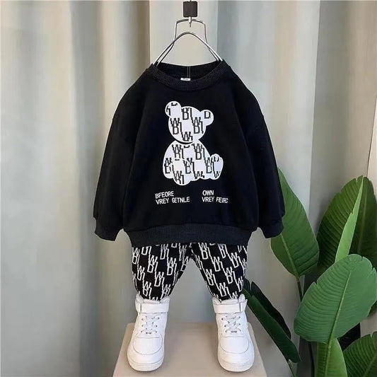 2 Pcs Girl's Fleece Printed Tracksuit