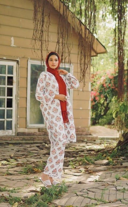 2 Pcs Women's Stitched Linen Printed Suit