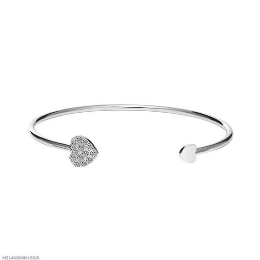 1 Pc Heart Design Silver Plated Kara Bracelet