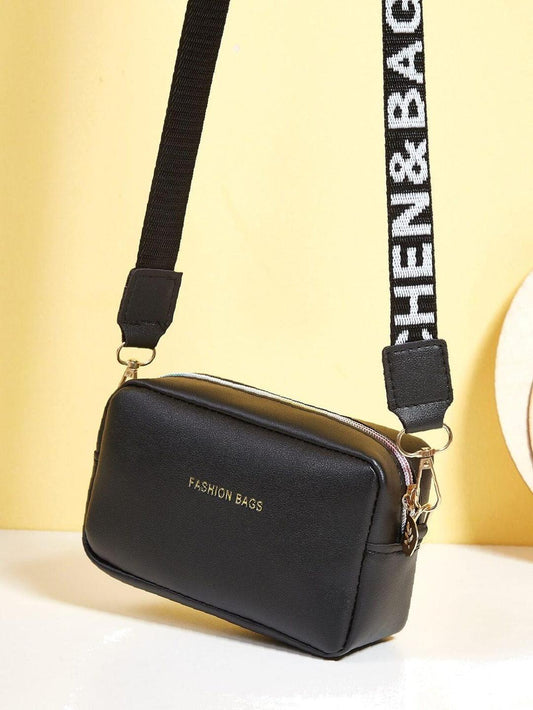 Chic White PU Leather Crossbody Bag for Girls - Minimalist Design