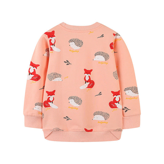 Factory direct 25 autumn new children's sweater wholesale European and American style fashion girls round neck printed long sleeve top