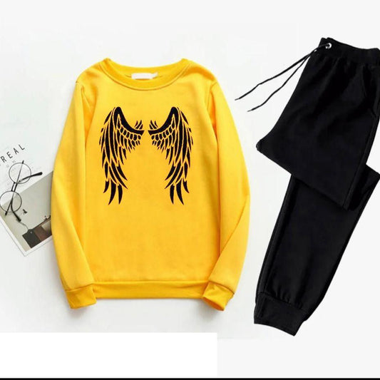 Men's Printed Polyester Track Suit - 2 Pcs Set in Yellow