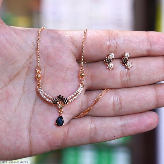 Fancy 1 Carat Gold Plated Crystal Pendant Set