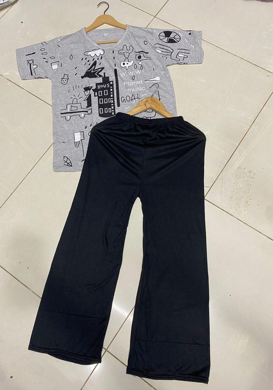 2 Pcs Women's Stitched Cotton Jersey Printed Night Suit