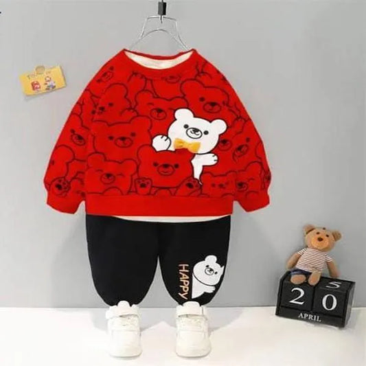 2 Pcs Girl's Fleece Printed Tracksuit