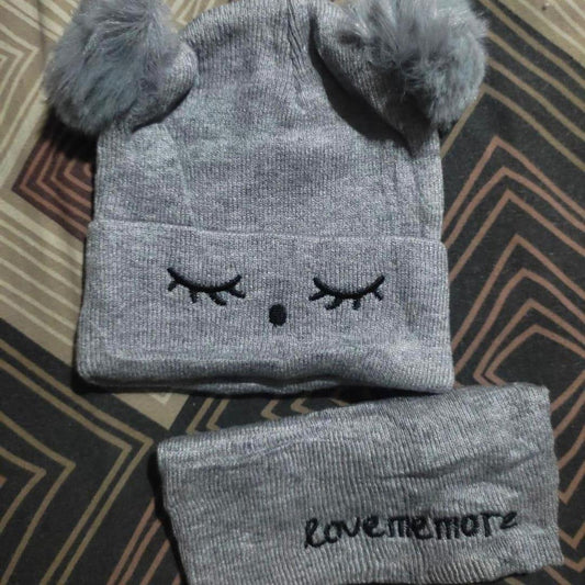 2 Pcs Wool Textured Beanie And Neck Warmer