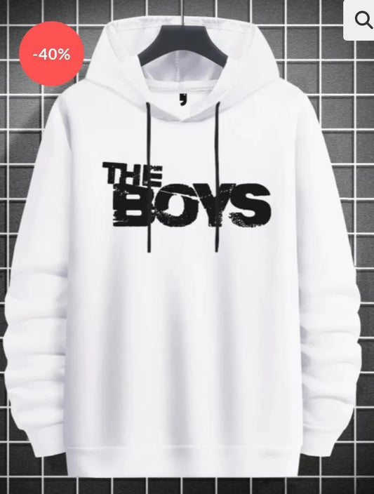 [ White Boys ] Polyester Fleece Printed Hoodie