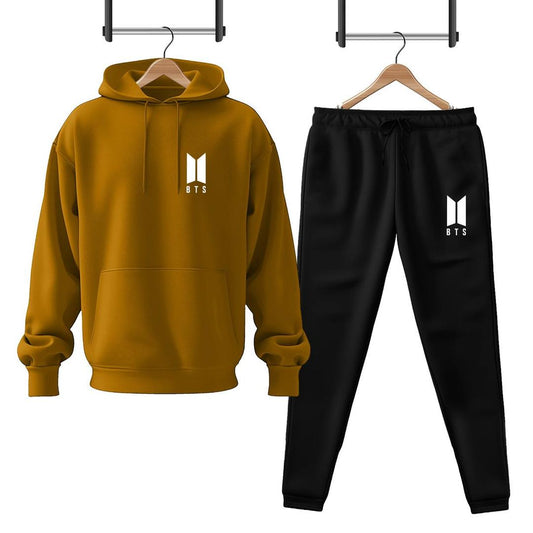 2 Pcs Men's Fleece Printed Hoodie Track Suit
