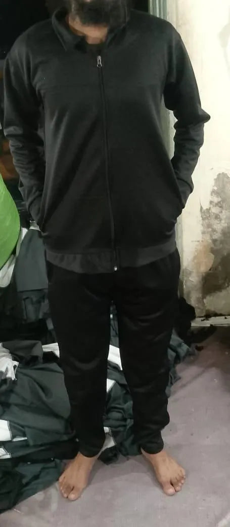 Men's Fleece Zipper Track Suit - 2 Pc in Black - Comfort Meets Style