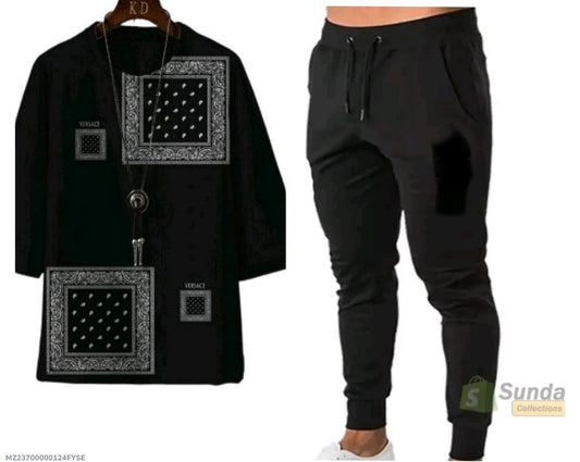 2 Pcs Men's Micro Interlock Printed Track Suit