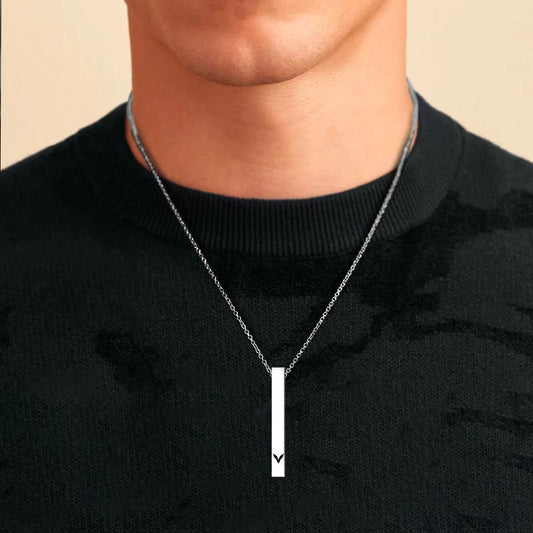 Stunning Vertical Bar Necklace - 1 Pc in Silver Stainless Steel