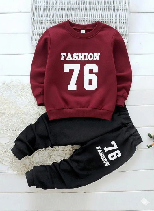 2 Pcs Boy's Fleece Printed Tracksuit