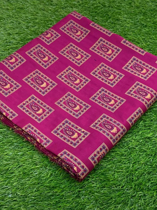 2 Pcs Women's Unstitched Lawn Printed Suit