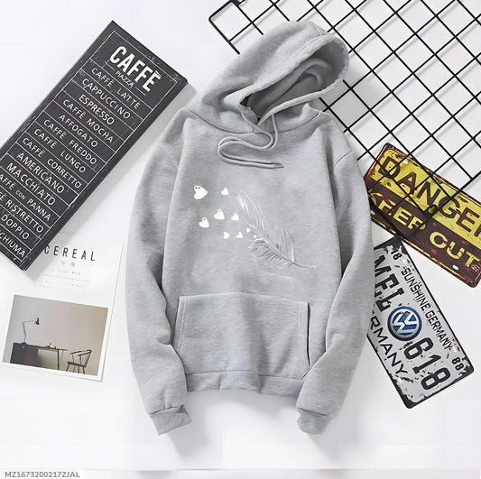 Men's Grey Printed Fleece Hoodie - 1 Pc