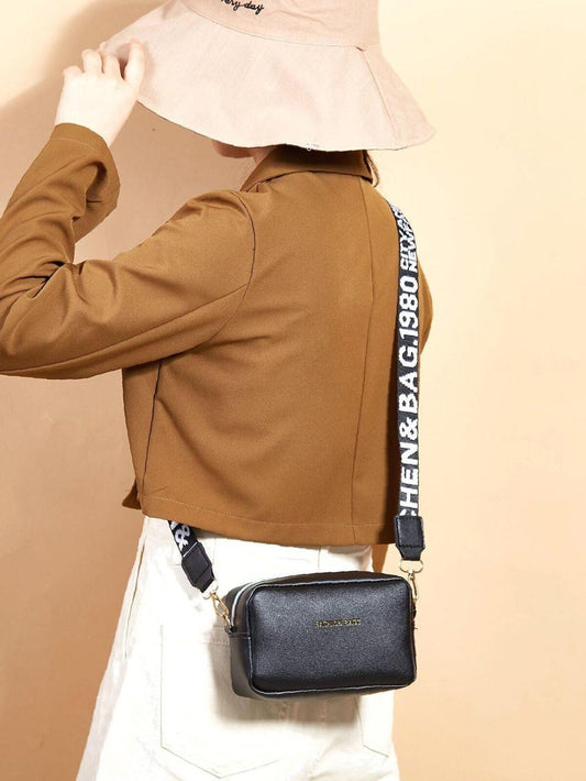 Chic White PU Leather Crossbody Bag for Girls - Minimalist Design