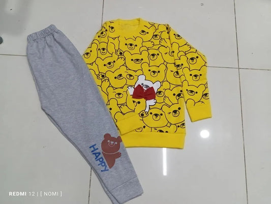 2 Pcs Girl's Fleece Printed Tracksuit