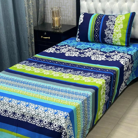 2 Pcs Crystal Cotton Printed Single Bedsheet