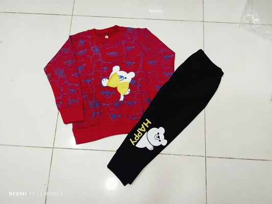2 Pcs Girl's Fleece Printed Tracksuit