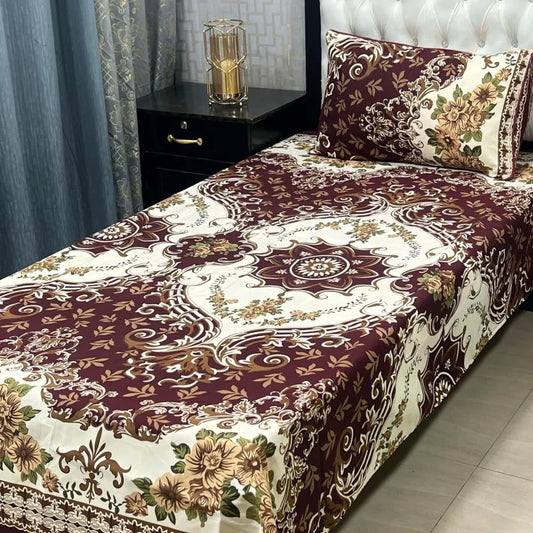 2 Pcs Crystal Cotton Printed Single Bedsheet