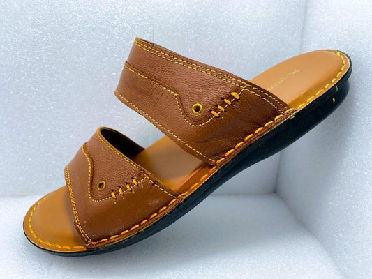 Men's Casual Leather Slipper - Mustard
