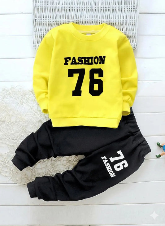 2 Pcs Boy's Fleece Printed Tracksuit