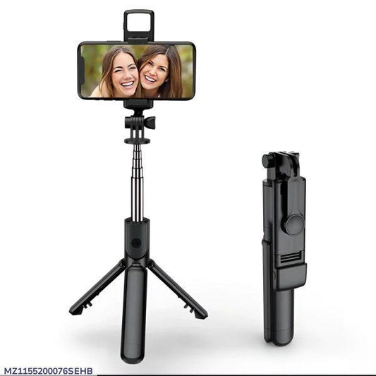 4 in 1 Selfie Stick Tripod with Light & Bluetooth Remote |Foldable & Extendable (70cm) Mobile Holder