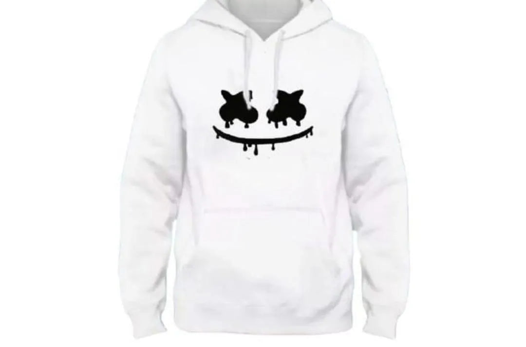 [ White Smile ] Polyester Fleece Printed Hoodie