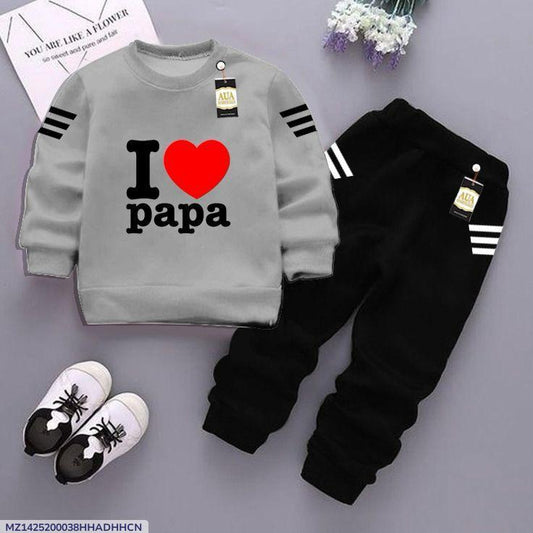2 Pcs Boy's Fleece Printed Sweatshirt Tracksuit