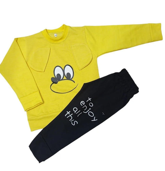 2 Pcs Girl's Fleece Printed Tracksuit