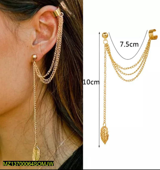 2 Pcs Gold And Silver Plated Leaf Design Ear Clip Earring