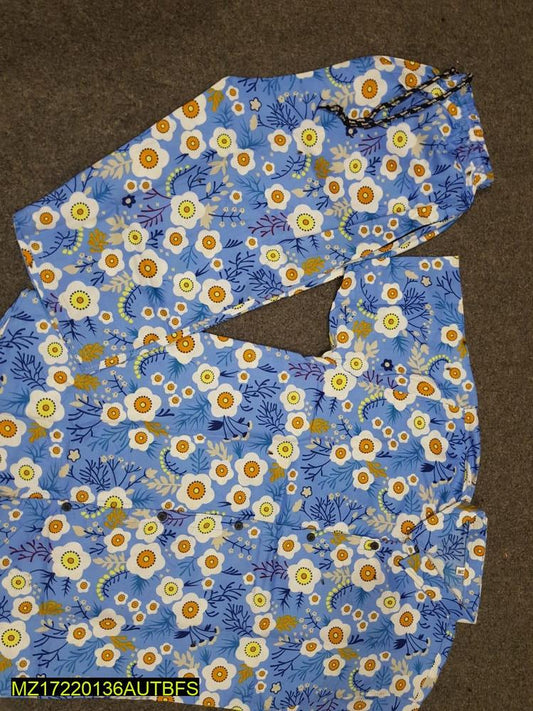 2 Pcs Men's Cotton Printed Co-ord Set