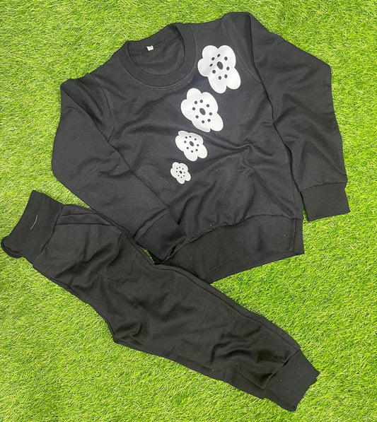 2 Pcs Girl's Fleece Printed Sweatshirt Tracksuit