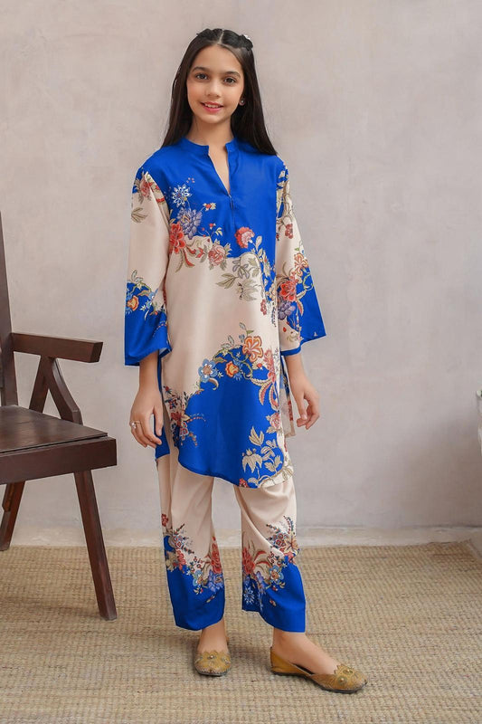 2 Pcs Girl's Lawn Printed Shirt And Trouser Suit