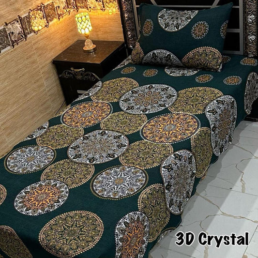4 Pcs Crystal Cotton Printed Single Bedsheet