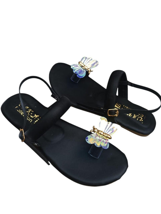 Stylish Women's Fancy Fabric Kolhapuri Chappal - 1 Pcs in Black