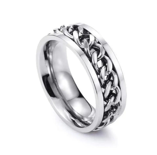 Plain Silver Chain With Ring, Pack Of 2
