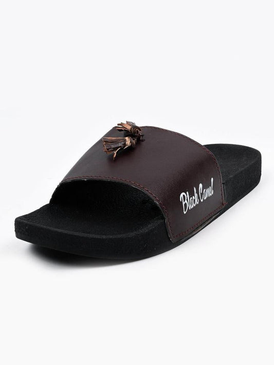 Black Camel Tassel Slide Slipper For Men Brown