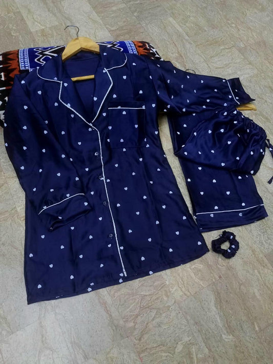2 Pcs Women's Stitched Printed Night Suit