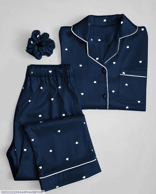 2 Pcs Women's Stitched Printed Night Suit