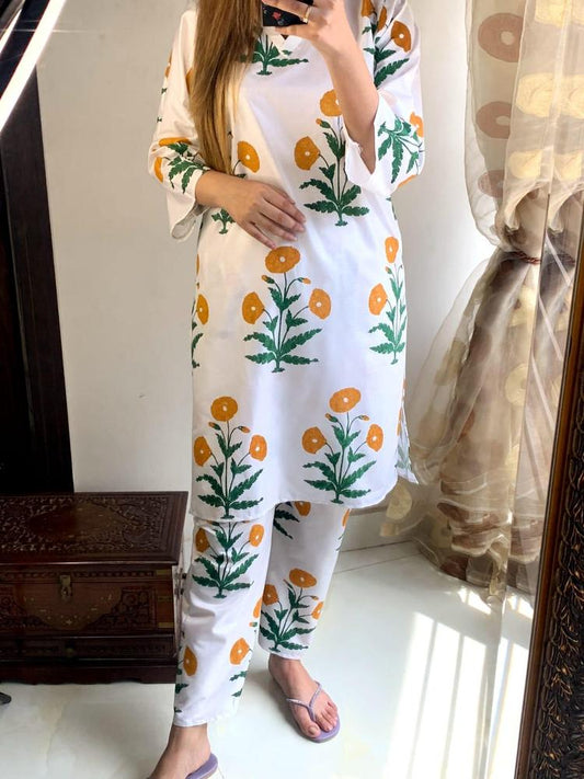 2 Pcs Women's Stitched Linen Embroidered Shirt And Trouser