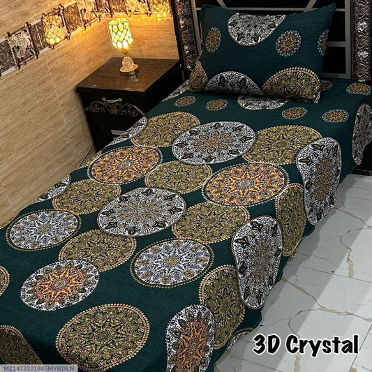 4 Pcs Crystal Cotton Printed Single Bedsheet
