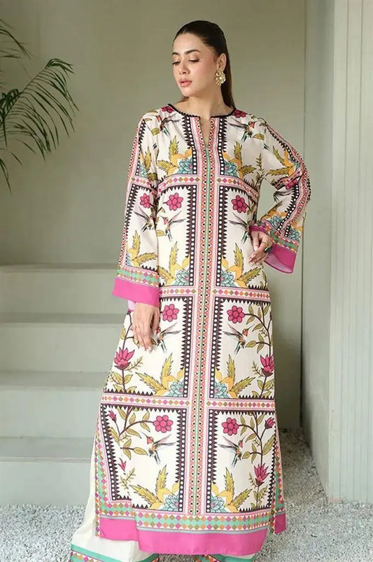 2 Pcs Women's Unstitched Printed Suit