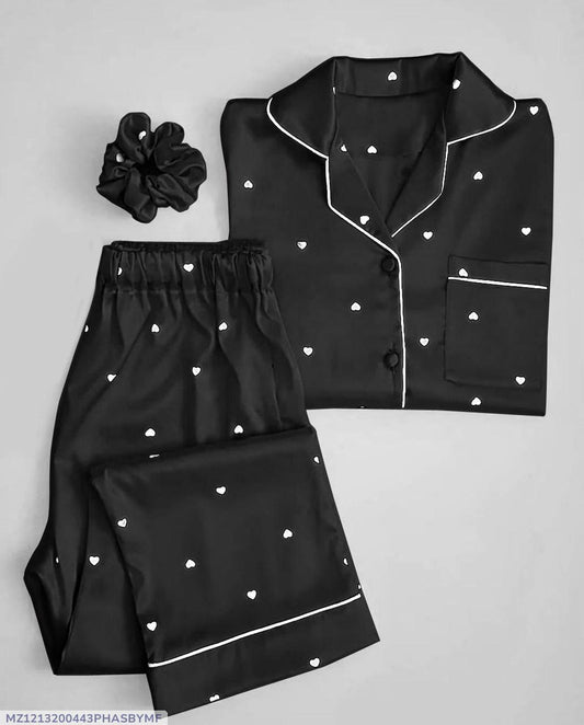 2 Pcs Women's Stitched Printed Night Suit