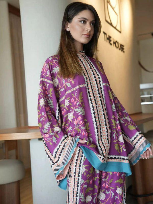 2 Pcs Women's Stitched Swiss Lawn Printed Co-Ord Set