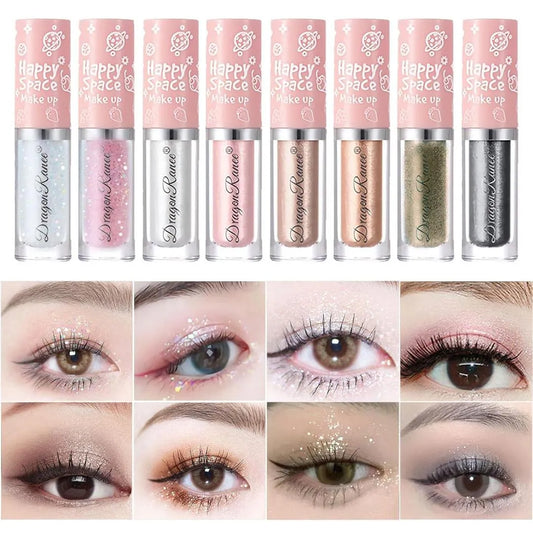 Dragon Ranee Liquid Glitter Eyeshadow, High Pigmented Texture, 8 Pcs Pack In Multicolors