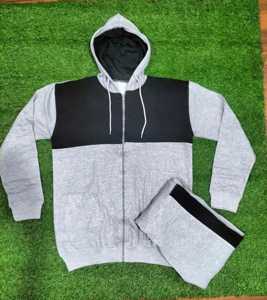 3 Pcs Men's Fleece Plain Zipper Track Suit