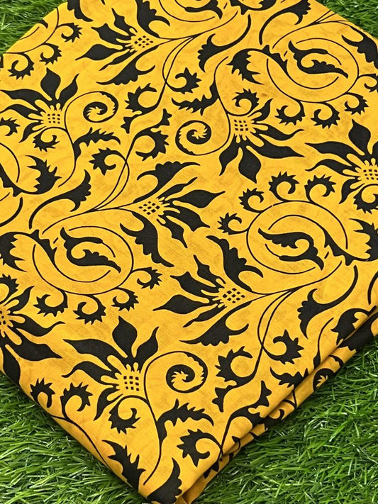 2 Pcs Women's Unstitched Lawn Printed Suit