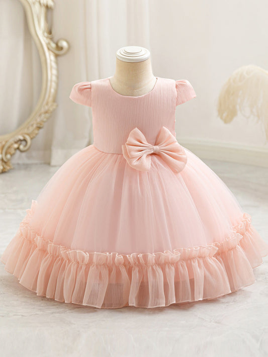 Children's Dress, Performance Costume, Wedding Dress, Princess-Style Dress, Mesh Skirt, Bow, First Birthday Party, Tutu Skirt, Cross-Border

*Product Description*: Children's