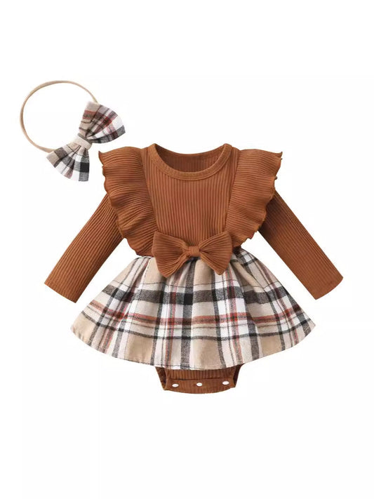 Cross-Border E-Commerce Amazon Temu Newborn Crawling Suit Thanksgiving Spring & Fall Jumpsuit + Headband Two-Piece Set