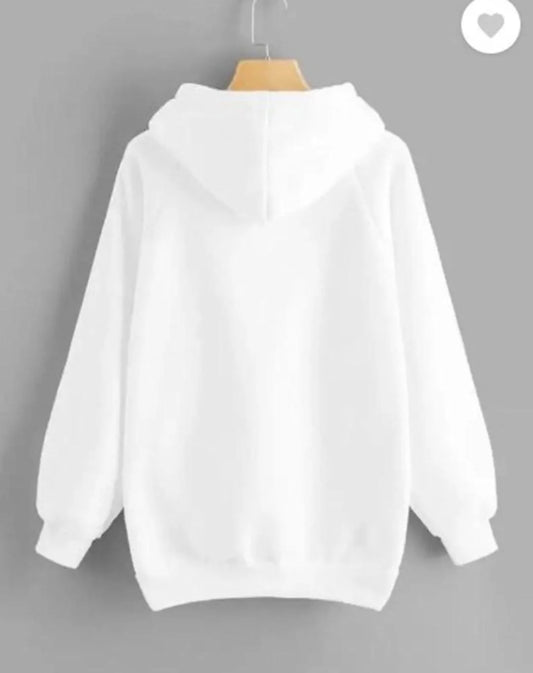 [ White Simple ]Polyester Fleece plain Hoodie